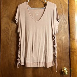 American Eagle Voop tee shirt lace up sides